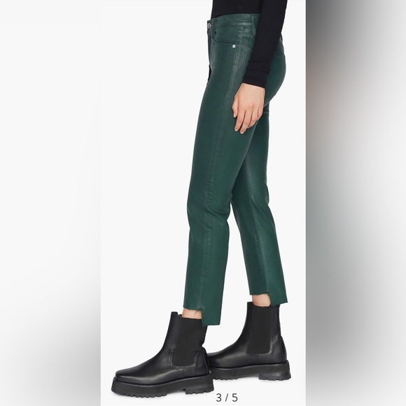 Frame Le High Waist Coated Step Hem Ankle Straight Leg Jeans, Pine - 28 - Picture 4 of 12